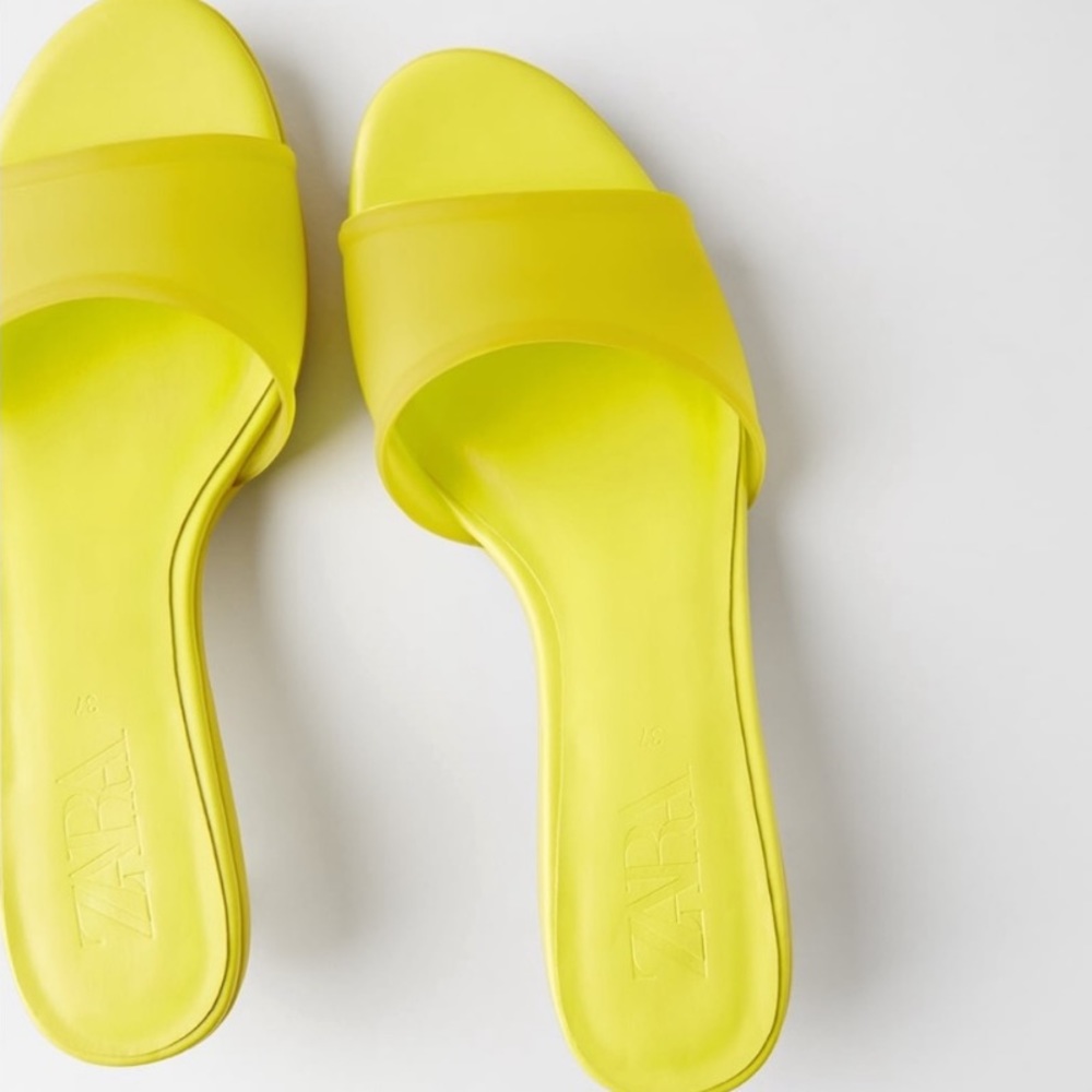 Zara neon slides with clear kitten heel